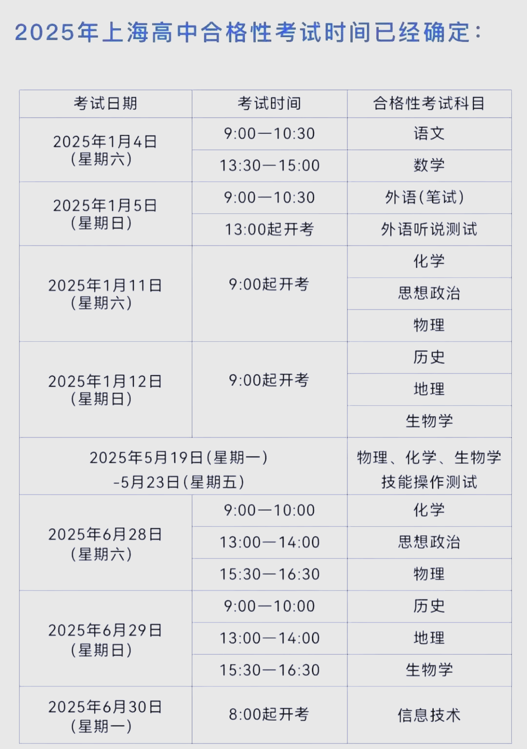 2023年高考时间科目表.2023年高考日期