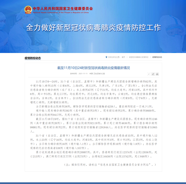 31省新增确诊33例本土1例︰(31省新增确诊11例 其中本土2例)